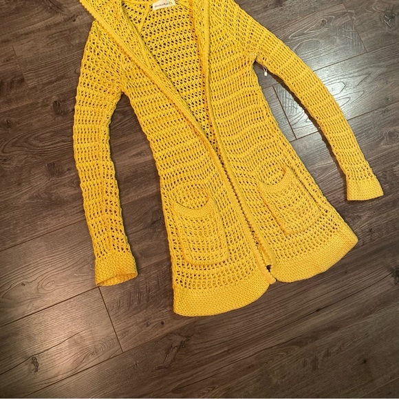 Anthropologie Charlie & Robin knit cardigan hooded yellow - Picture 4 of 9